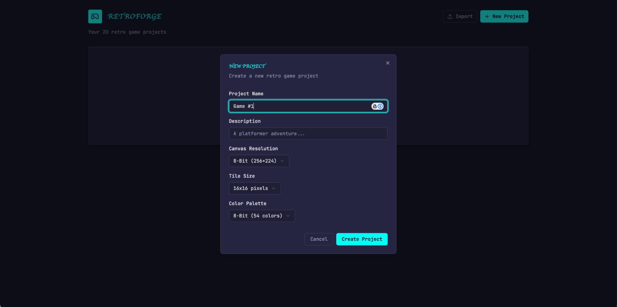 完整 harness 版本:创建新游戏时的初始界面